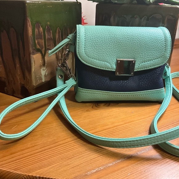 Aqua + Navy Mini Purse - Picture 2 of 11